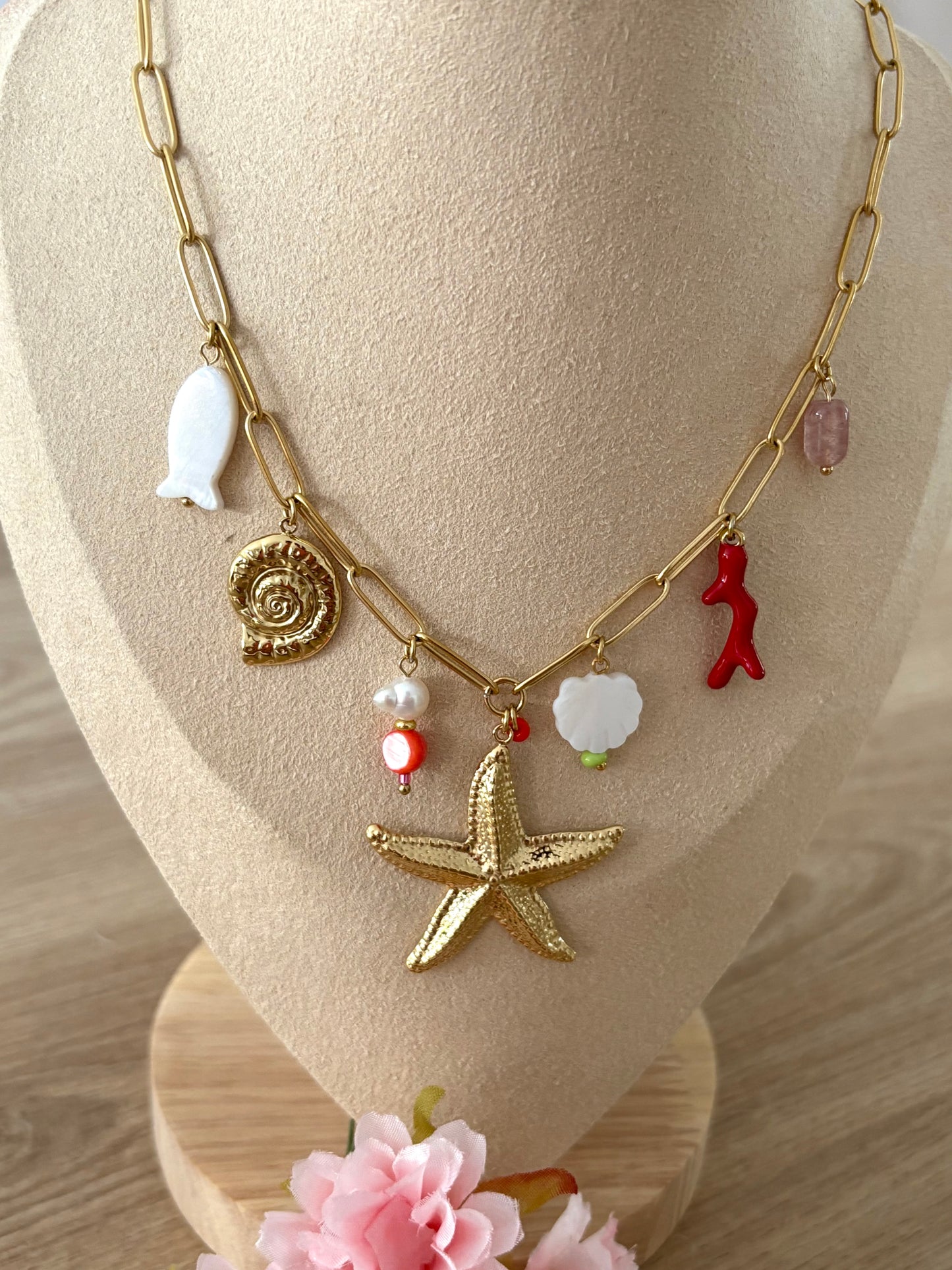 Collier breloques étoile de mer