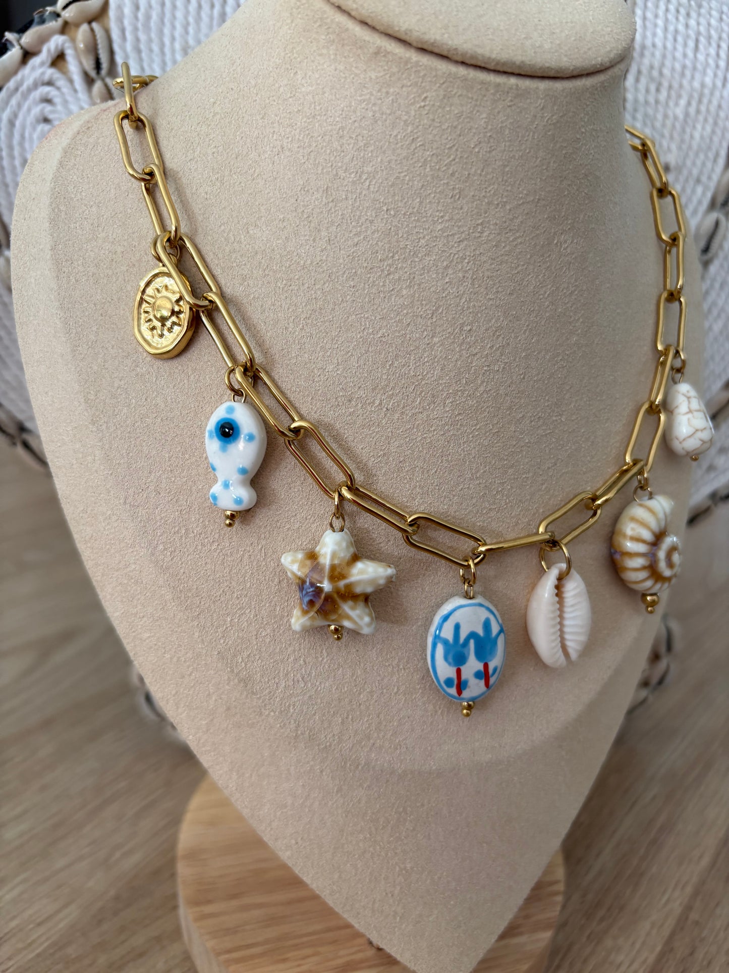 Collier breloques de la mer bleu