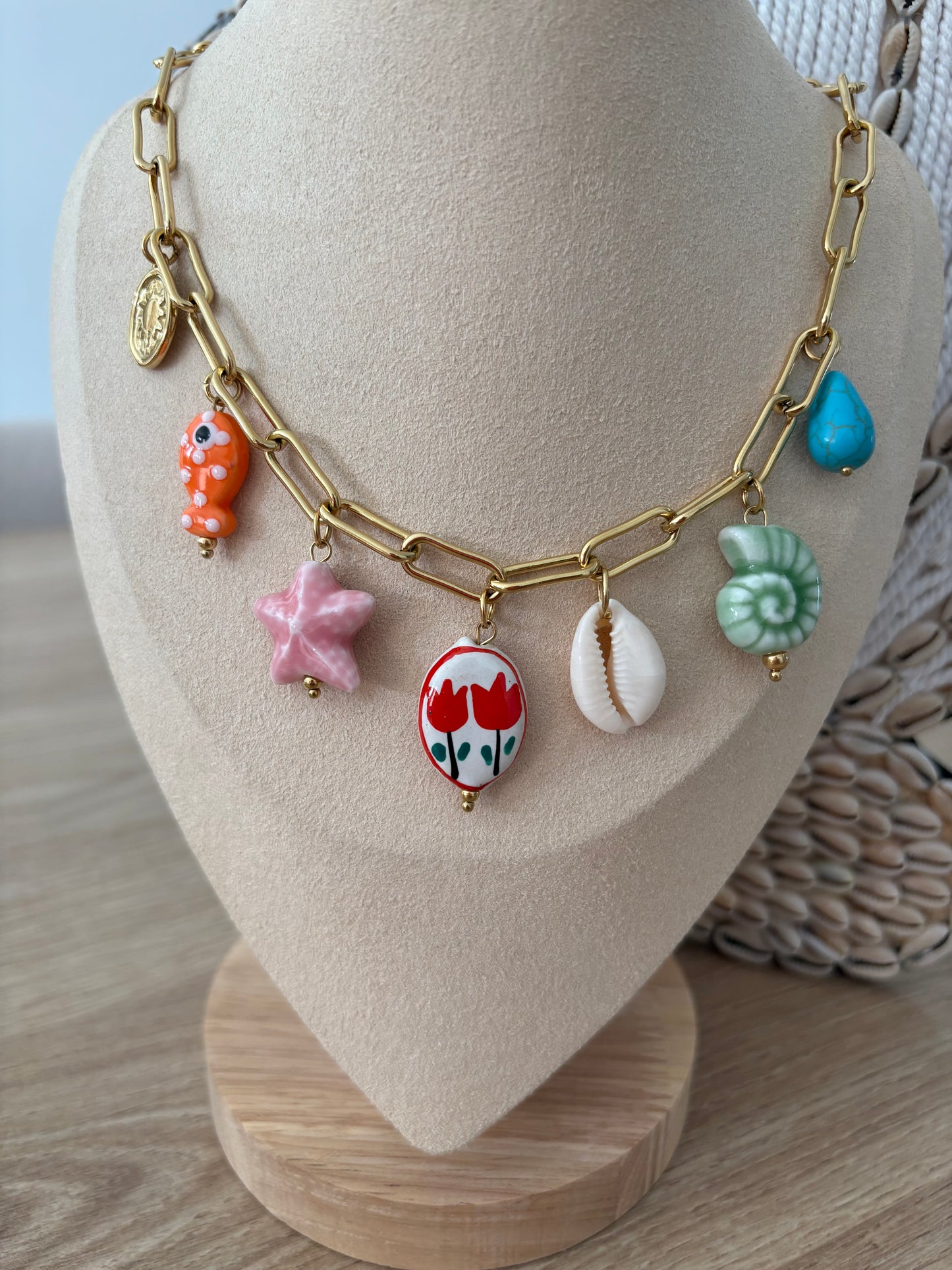 Collier breloques de la mer multicolore