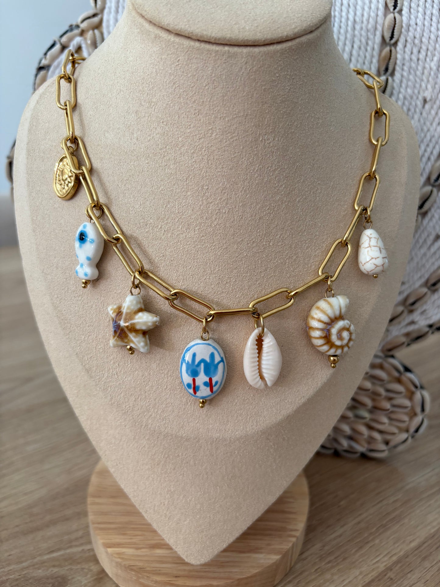 Collier breloques de la mer bleu