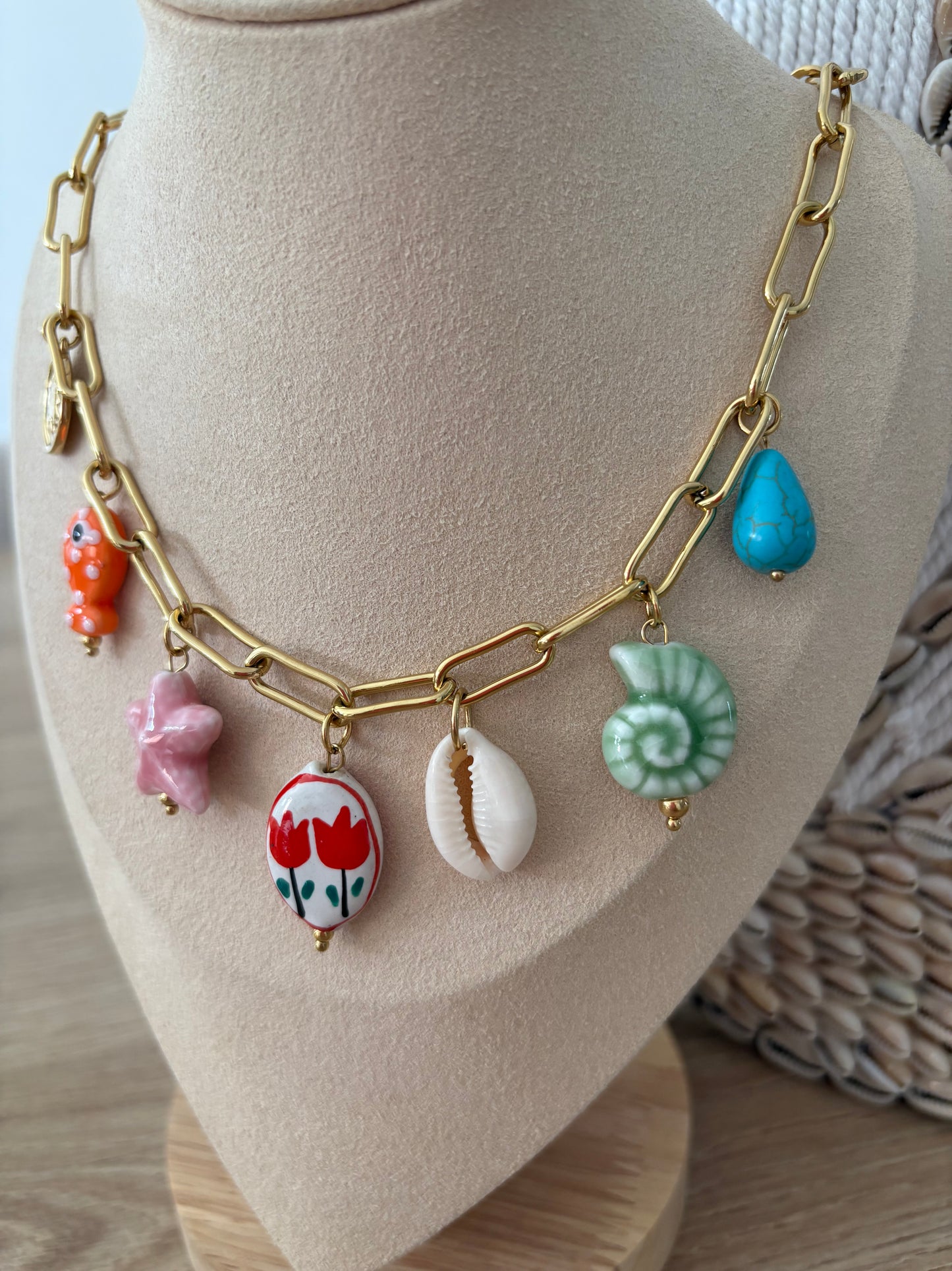 Collier breloques de la mer multicolore