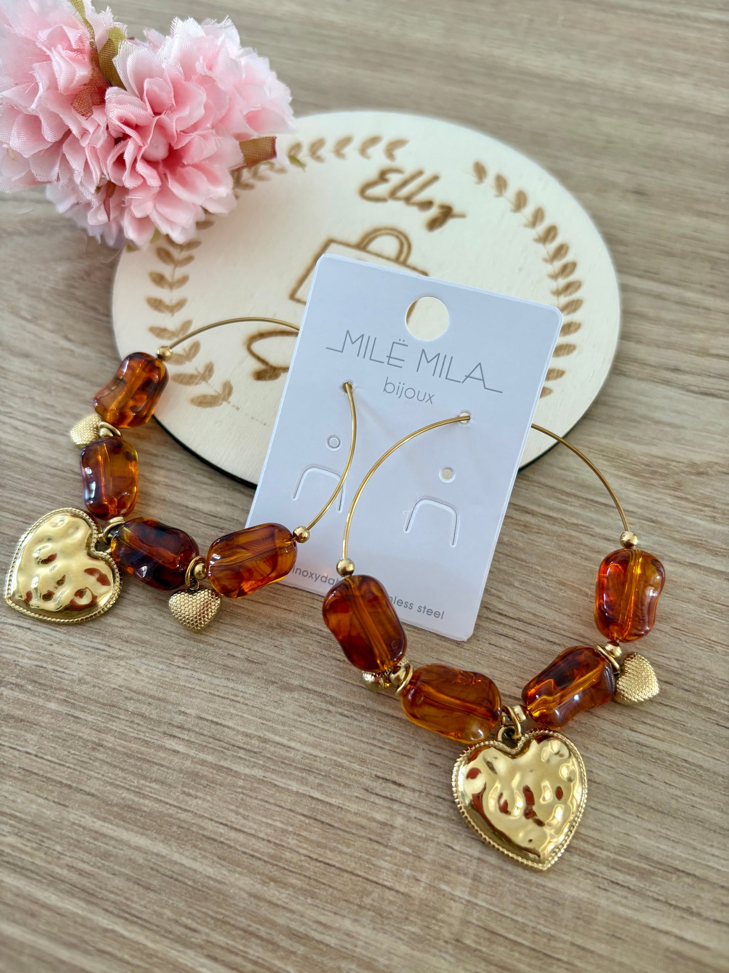 Boucles d’oreilles créoles ambrées