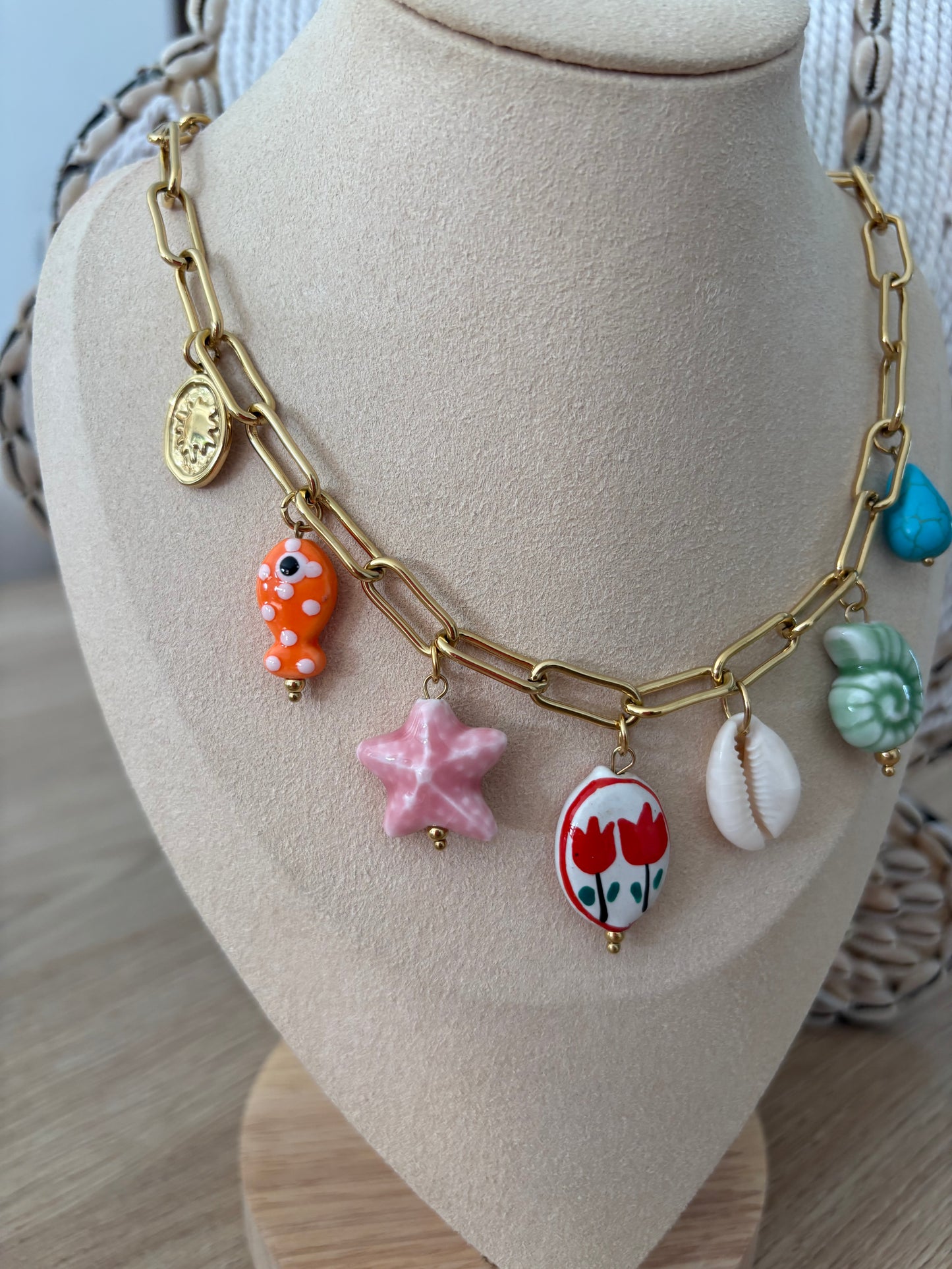 Collier breloques de la mer multicolore
