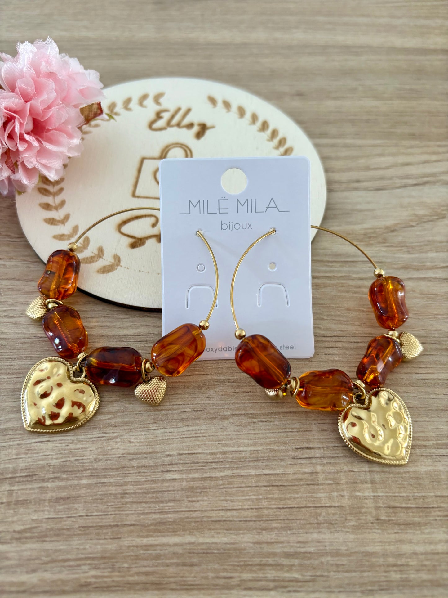 Boucles d’oreilles créoles ambrées
