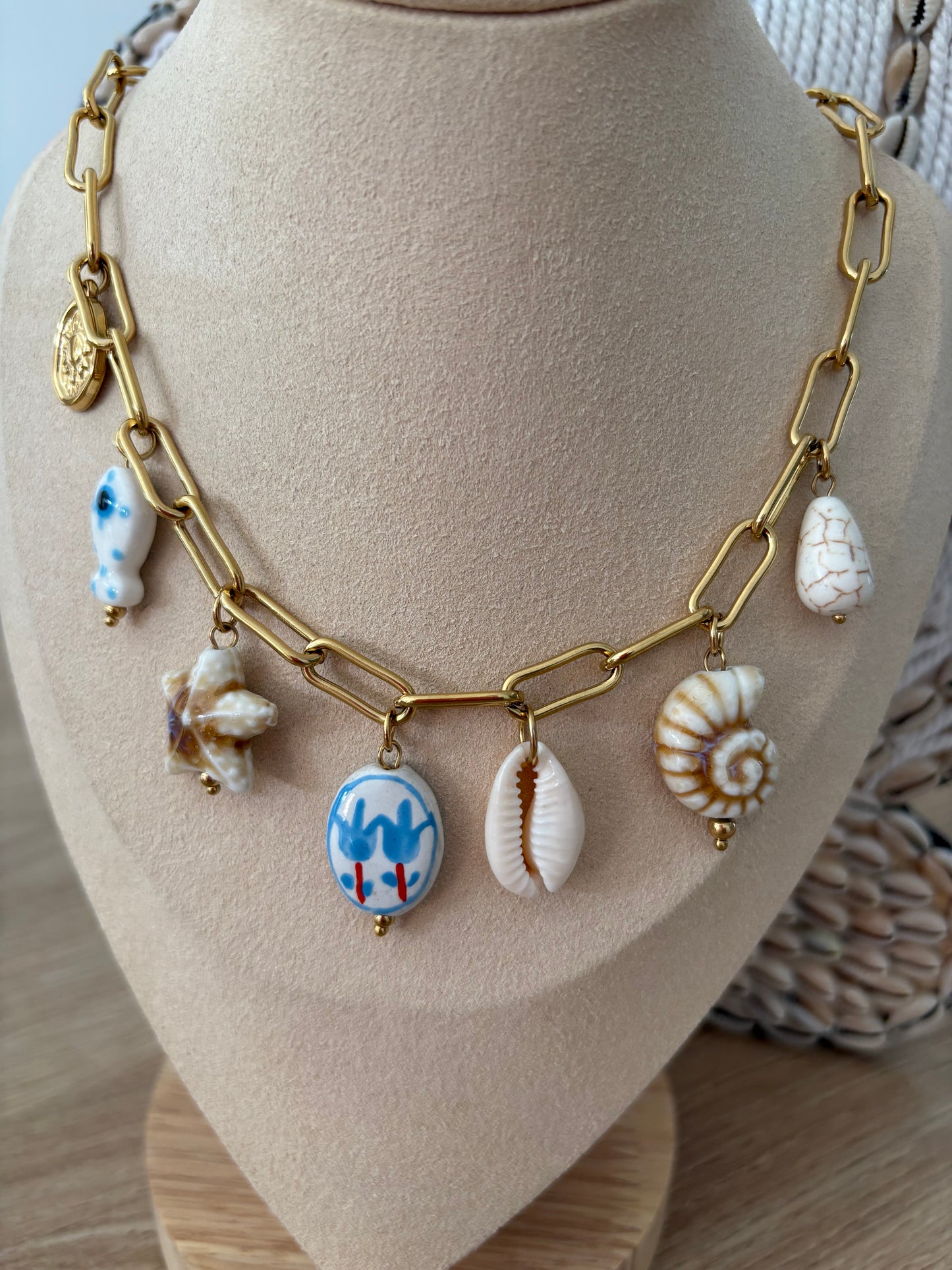 Collier breloques de la mer bleu