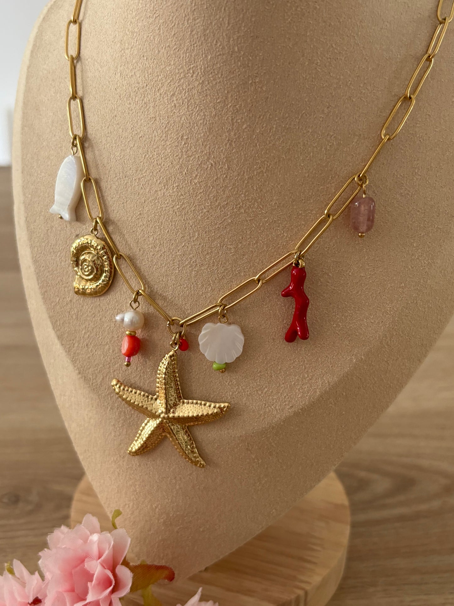 Collier breloques étoile de mer