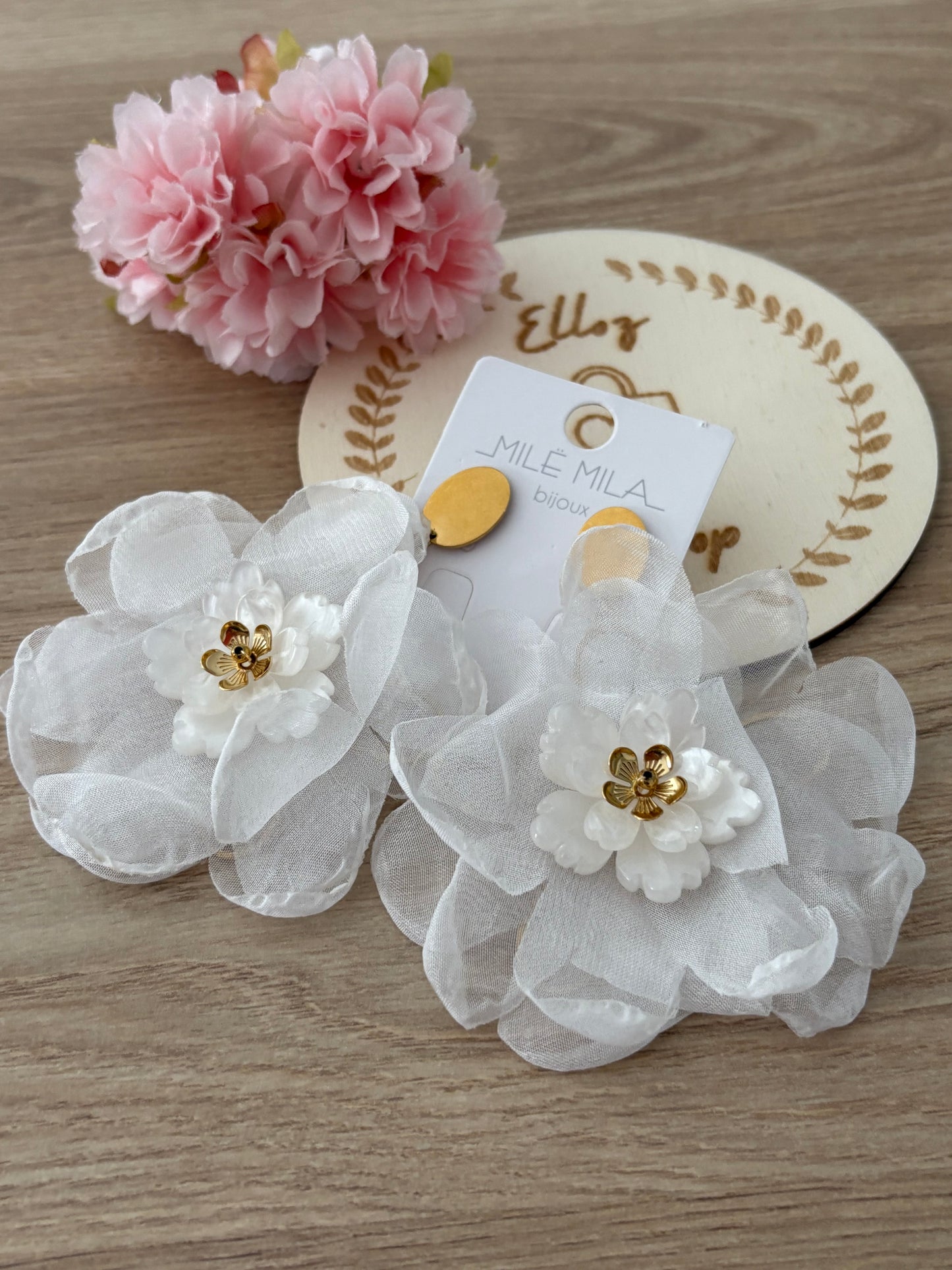 Boucles d’oreilles grosses fleurs Tissu