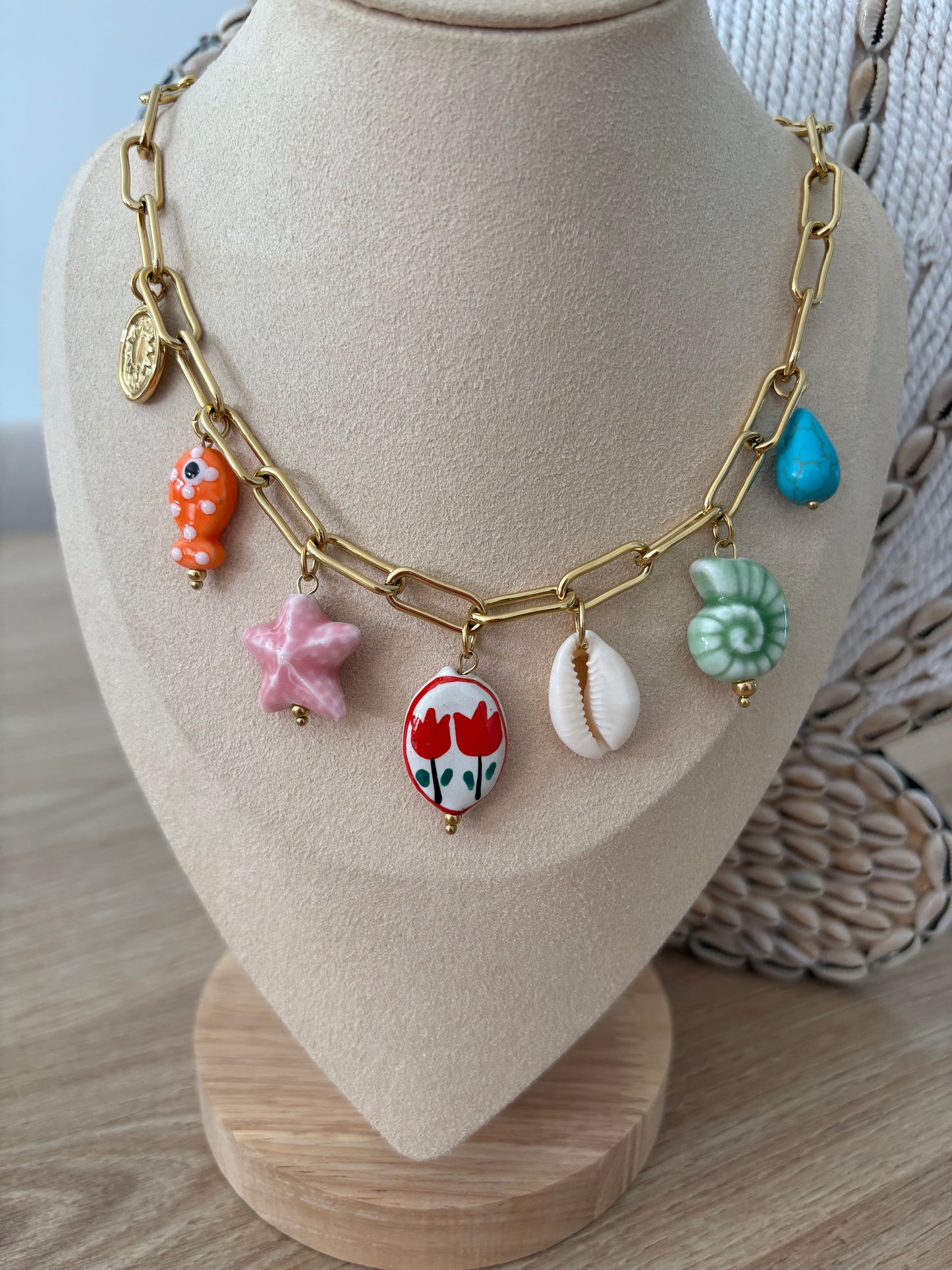 Collier breloques de la mer multicolore
