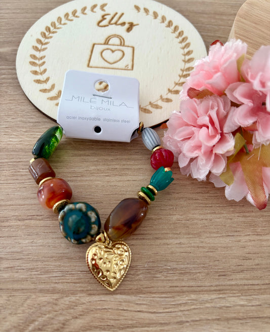 Bracelet élastique perles multicolore