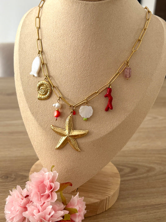 Collier breloques étoile de mer