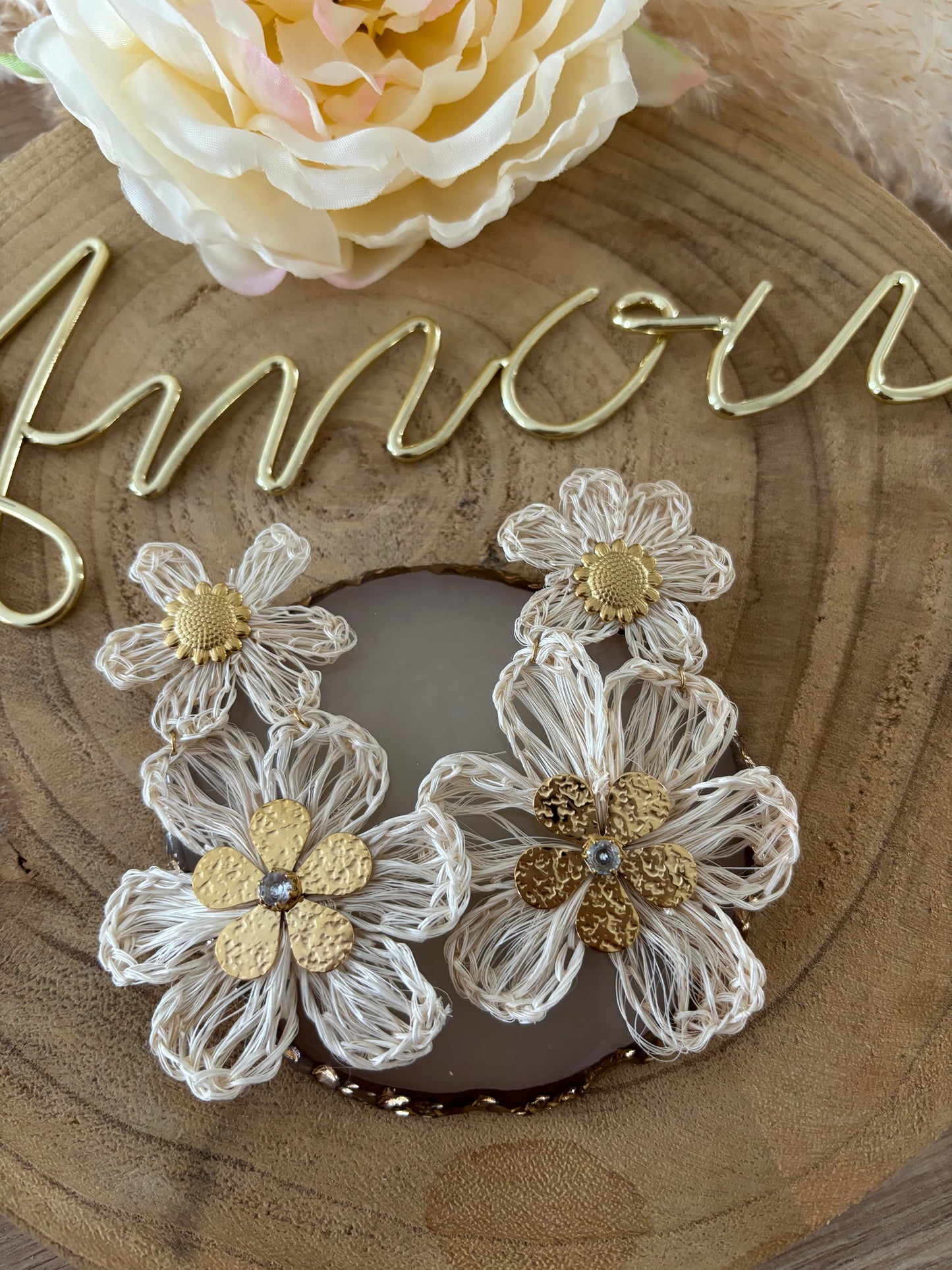 Boucles d’oreilles double fleurs