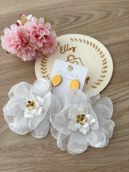 Boucles d’oreilles grosses fleurs Tissu