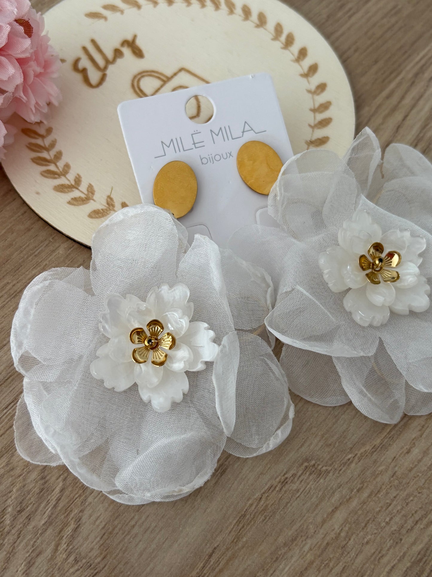 Boucles d’oreilles grosses fleurs Tissu