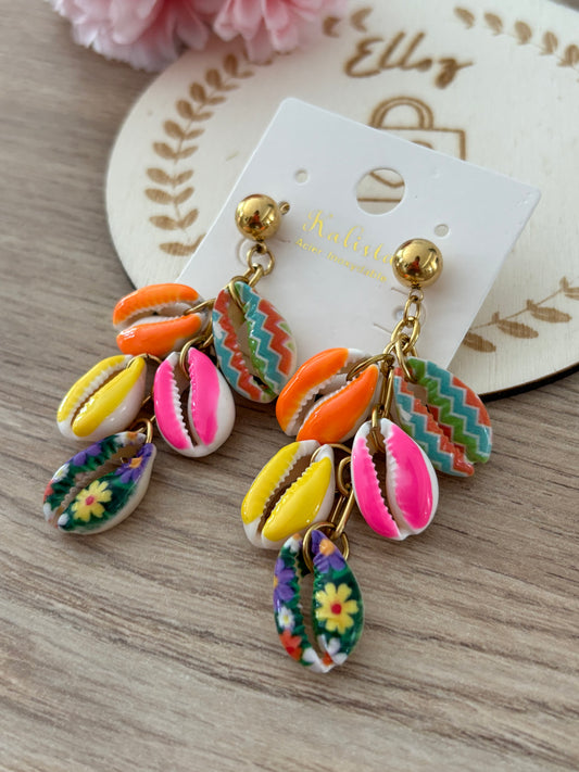 Boucles d’oreilles Cauri multicolore
