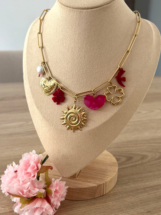 Collier breloques soleil