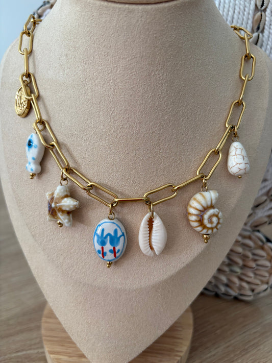 Collier breloques de la mer bleu