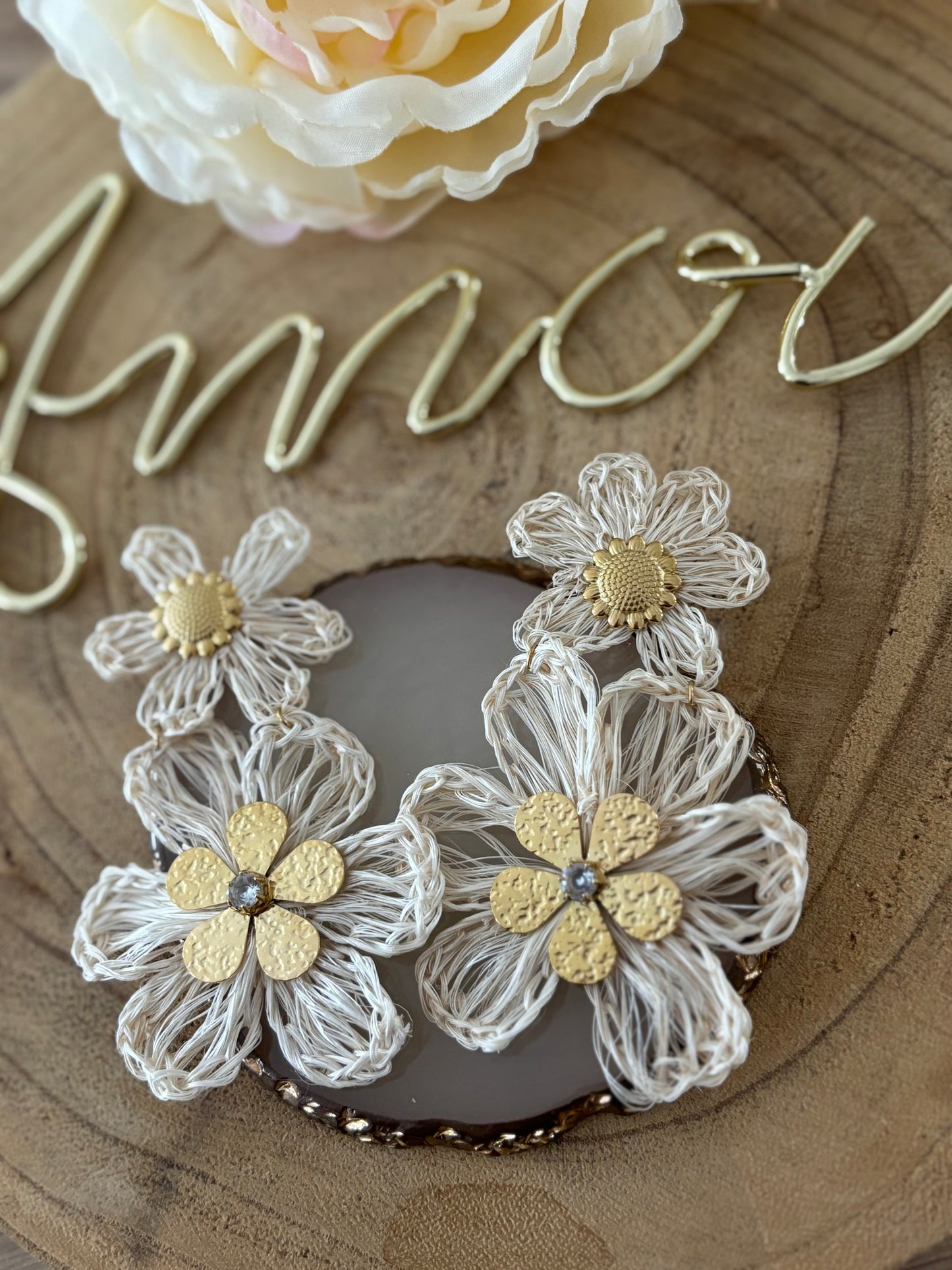 Boucles d’oreilles double fleurs