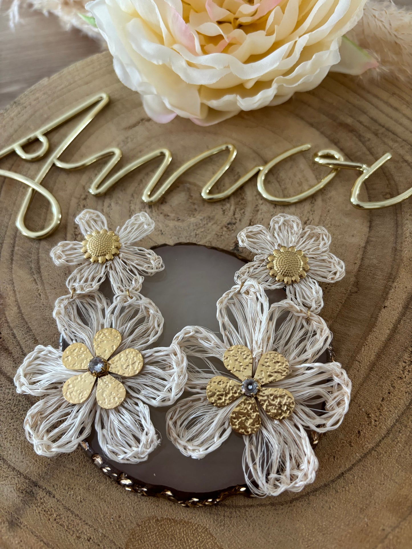 Boucles d’oreilles double fleurs
